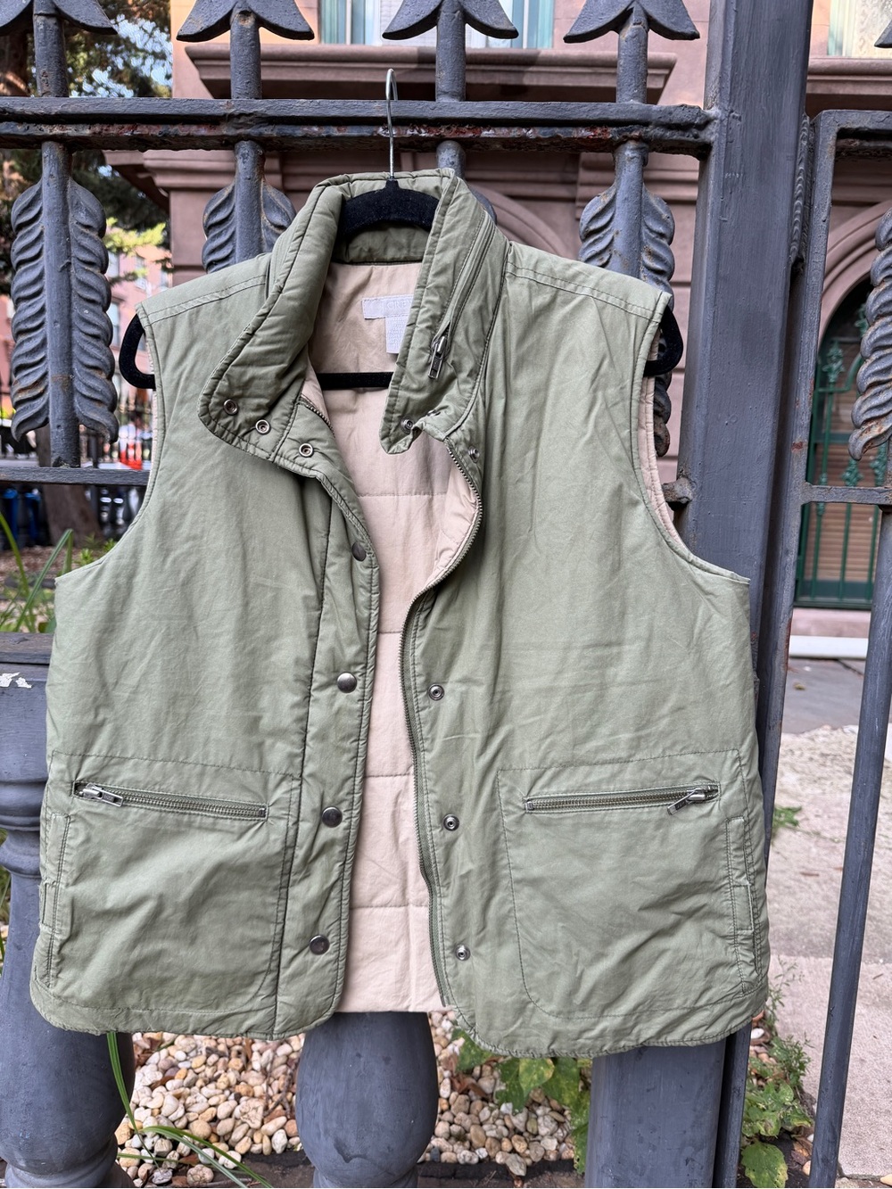 J.Crew Quilted Olive Green Vest Jacket